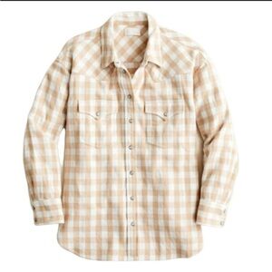 J. Crew Buffalo Plaid Pearl Snap Western Shacket Jacket Plaid Shirt sz 2